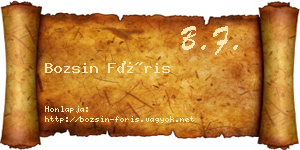 Bozsin Fóris névjegykártya